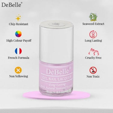 Debelle Gel Nail Polish Lilac Bloom (Soft Lilac Nail Paint)|Non Uv - Gel Glossy Finish |Chip Resistant | Seaweed Enriched Formula| Long Lasting|Cruelty And Toxic Free| 8Ml